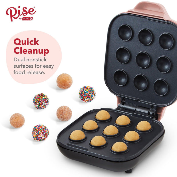 Rise by Dash Donut Bite Maker, Pink - Makes 9 Donut Bites - 4 in x 9.1 in - 2.6 lbs. - JNR Products