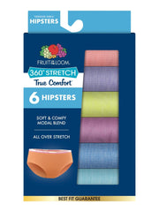 Fruit of the Loom Toddler Girl 360 Stretch True Comfort Super Soft Modal Hipster Underwear, 6 Pack, Sizes 2T-5T - JNR Products