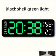 1pc Modern Multi-Functional Silent Living Room Clock - Large Screen LED Display, Rectangular Shape, Week, Temperature, Humidity, Alarm Function, Stand or Hang Option - JNR Products