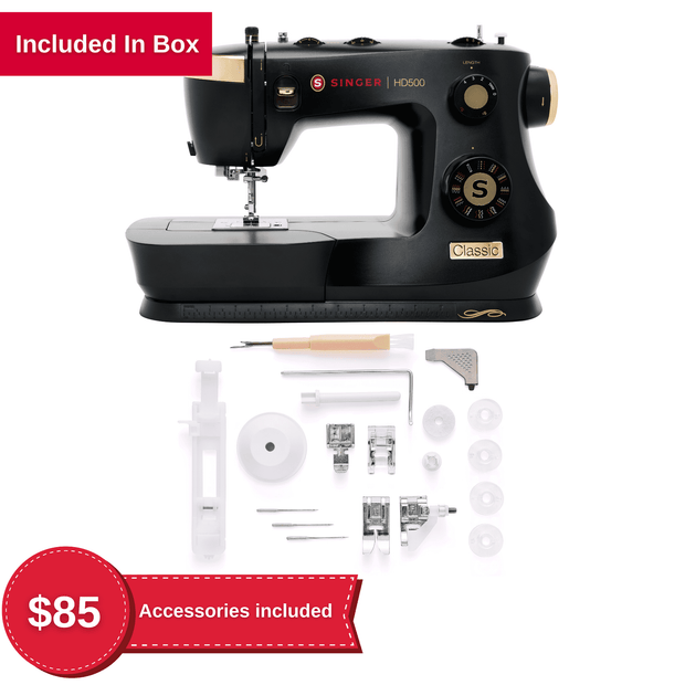 SINGER® HD500 Classic Sewing Machine, Black & Gold - JNR Products