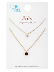 Time and Tru Goldtone Birthstone Necklace Set, January, Red, 2 Pieces - JNR Products