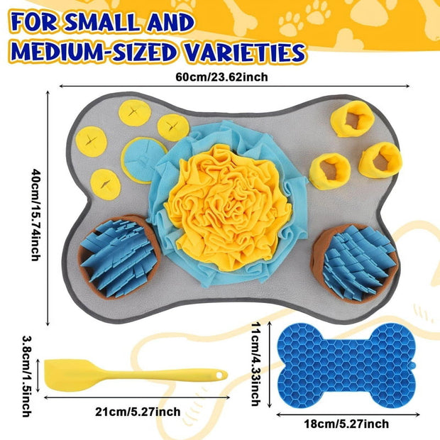 LUIISIS Snuffle Mat Set for Dogs, Interactive Sniff Mat for Slow Eating and Keep Busy, Dog Nose Work Feeding Mat, Dog Licking Mat Puzzle Toys for Breed - JNR Products