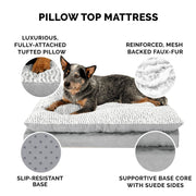 FurHaven Pet Products Embossed Faux Fur & Suede Orthopedic Pillow Top Mattress Pet Bed for Dogs & Cats - Gray, Large - JNR Products