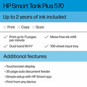 HP Smart Tank Plus 570 Wireless Color All-in-One Ink Tank Printer with up to 2 Years of Ink Included - JNR Products