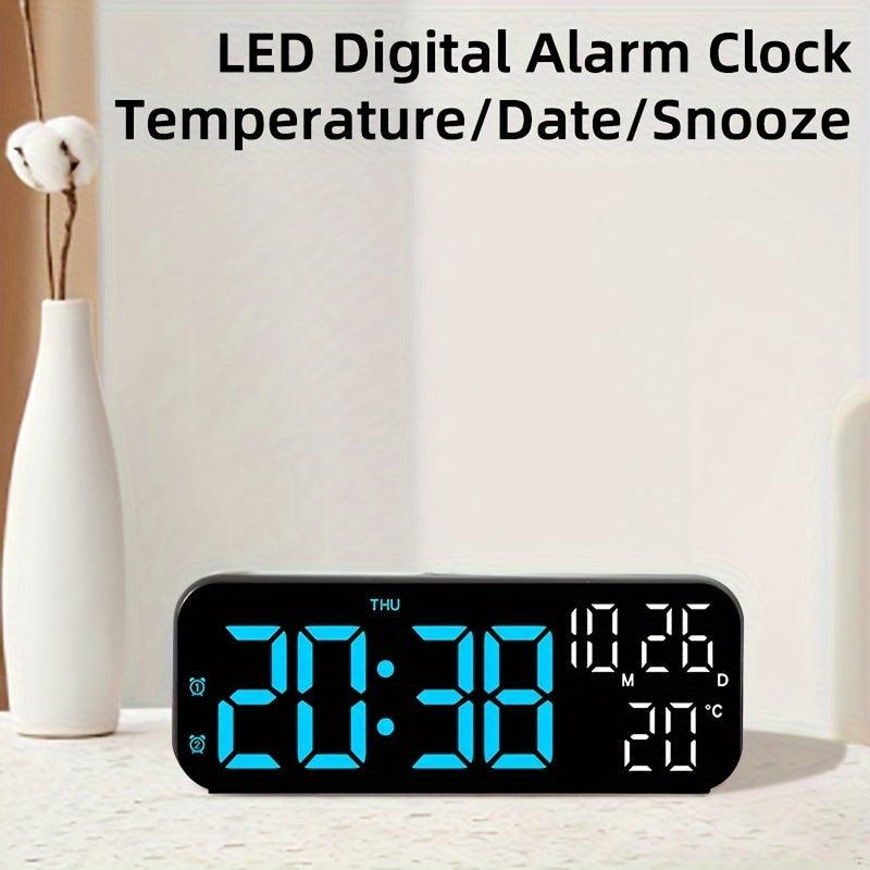 Luminous Large Screen LED Alarm Clock - Displays Week, Temperature, Humidity, and Timer - Perfect for Bedroom, Living Room, and Office Decoration with Modern Design - JNR Products