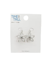 Time & True Women's Open Wire Imitation Rhodium 3D Metal Flower Fishhook Earring. Fashion Basic - JNR Products