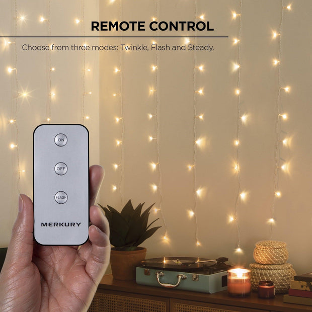 Merkury Innovations Indoor USB Powered Remote Control, 3 Flashing Modes LEDs Curtain Lights - JNR Products