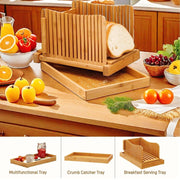 LUCKDEER Bamboo Bread Slicer for Homemade Bread, 3 Different Thicknesses Bread Slicer Guide with Sturdy Crumb Tray,for Bread, Cakes, Bagels - JNR Products