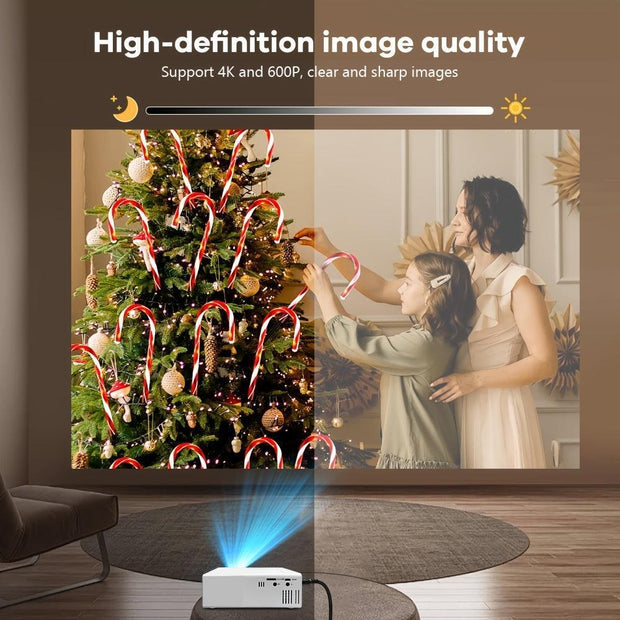 Portable 4K HD Mini Projector with Remote Control - Brightness 3000+ Lumens, 3D Support, USB Powered, Ideal for Home Theater, Camping, and Office Use, Christmas Gift, Built-in Speaker - JNR Products