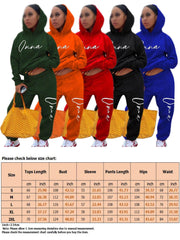 Cindysus Women Casual Sweatsuit Letter Print Playsuit 2 Piece Outfit Sweatshirt and Sweatpants Loose Fit Jogger Set Orange M - JNR Products