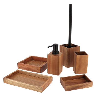 Acacia Wood Bathroom Accessory Set Collection - JNR Products