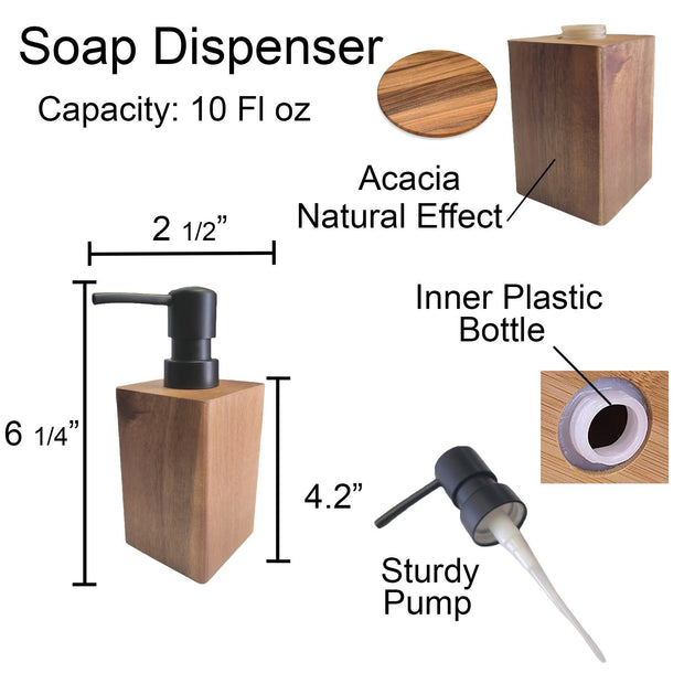 Acacia Wood Bathroom Accessory Set Collection - JNR Products