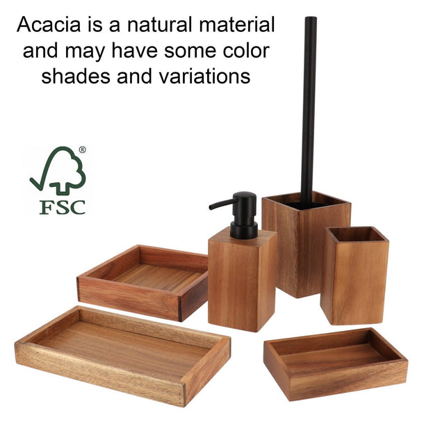 Acacia Wood Bathroom Accessory Set Collection - JNR Products