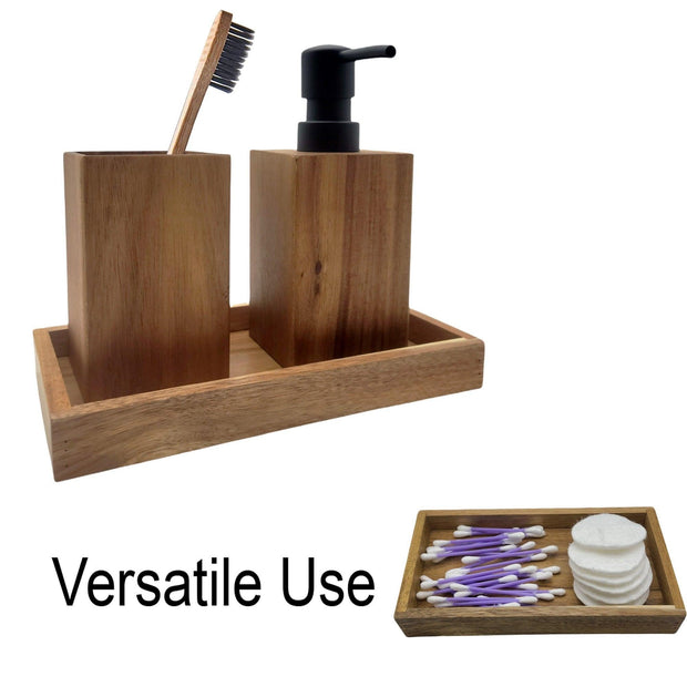 Acacia Wood Bathroom Accessory Set Collection - JNR Products