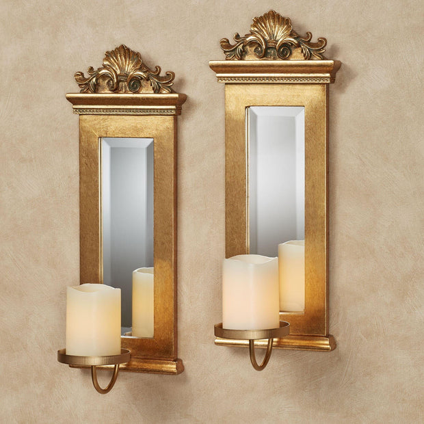 Acanthus Mirrored Wall Sconces Gold Set of Two - JNR Products