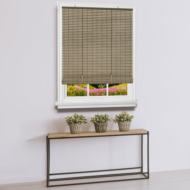 Achim Veranda Indoor/Outdoor Cordless Charcoal/Silver Vinyl Light Filtering Window Roll-Up Blind, 72" L x 36" W - JNR Products