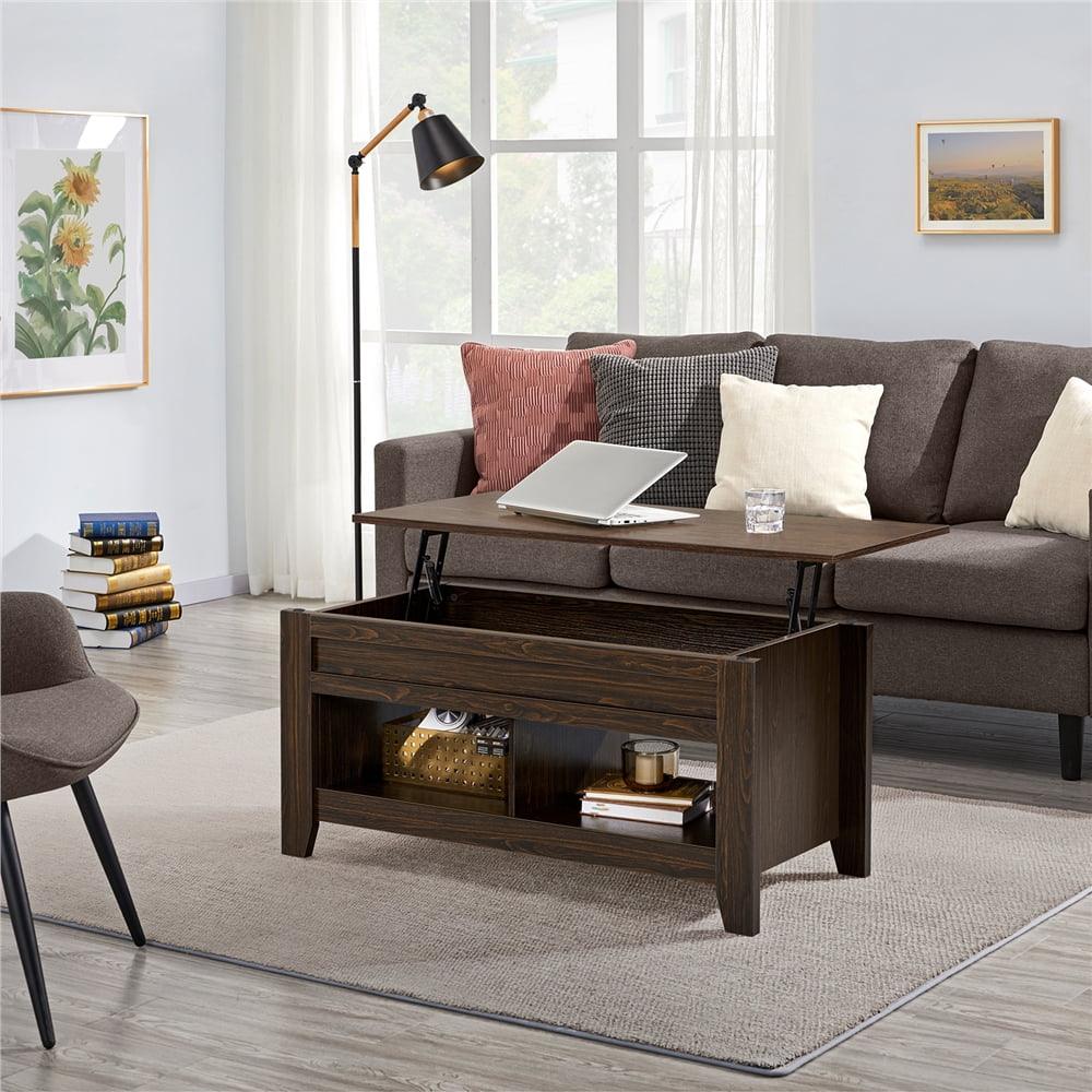 Alden Design 41" Lift Top Coffee Table with 2 Storage Compartments, Espresso - JNR Products