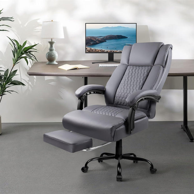 BOSSIN Big and Tall Office Chair Executive Heavy Duty Home Chairs with Foot Rest Ergonomic,High Back and Lumbar Support - JNR Products