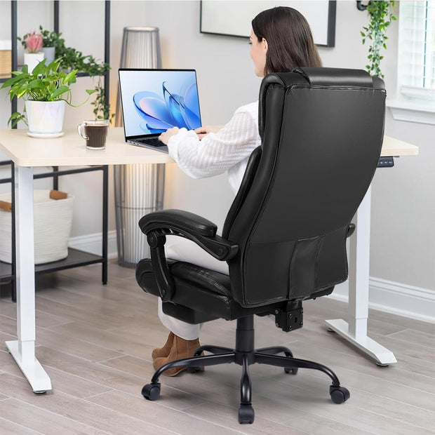 BOSSIN Big and Tall Office Chair Executive Heavy Duty Home Chairs with Foot Rest Ergonomic,High Back and Lumbar Support - JNR Products