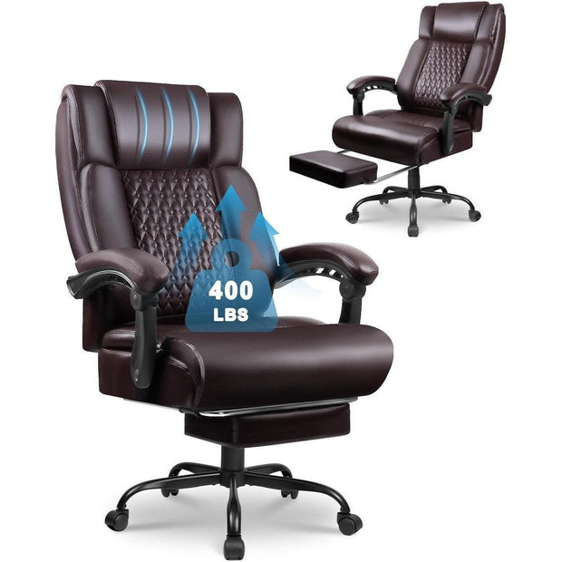 BOSSIN Big and Tall Office Chair Executive Heavy Duty Home Chairs with Foot Rest Ergonomic,High Back and Lumbar Support - JNR Products