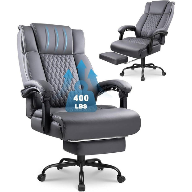 BOSSIN Big and Tall Office Chair Executive Heavy Duty Home Chairs with Foot Rest Ergonomic,High Back and Lumbar Support - JNR Products