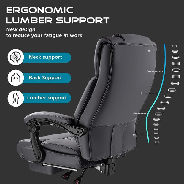 BOSSIN Big and Tall Office Chair Executive Heavy Duty Home Chairs with Foot Rest Ergonomic,High Back and Lumbar Support - JNR Products