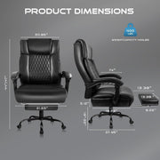 BOSSIN Big and Tall Office Chair Executive Heavy Duty Home Chairs with Foot Rest Ergonomic,High Back and Lumbar Support - JNR Products