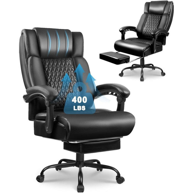 BOSSIN Big and Tall Office Chair Executive Heavy Duty Home Chairs with Foot Rest Ergonomic,High Back and Lumbar Support - JNR Products