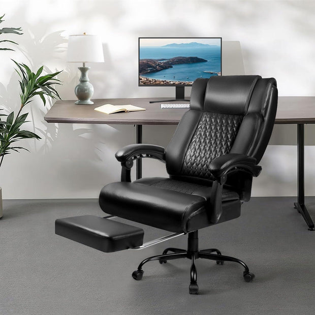 BOSSIN Big and Tall Office Chair Executive Heavy Duty Home Chairs with Foot Rest Ergonomic,High Back and Lumbar Support - JNR Products