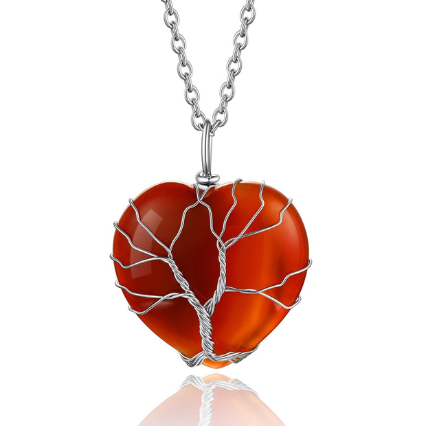 Bestyle Tree of Life Heart Crystal Necklaces for Women Girls, Moonstone Necklace June Birthstone Pendant Jewelry Gift - JNR Products