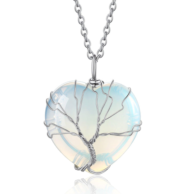 Bestyle Tree of Life Heart Crystal Necklaces for Women Girls, Moonstone Necklace June Birthstone Pendant Jewelry Gift - JNR Products