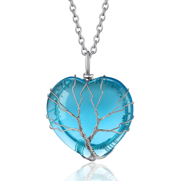 Bestyle Tree of Life Heart Crystal Necklaces for Women Girls, Moonstone Necklace June Birthstone Pendant Jewelry Gift - JNR Products