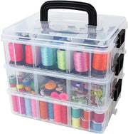 Bins & Things Stackable Craft Storage Container with 18 Adjustable Compartments - Clear Plastic Small Organizer Box for Beads, Art Supplies, Sewing & Lego - Craft Organizers and Storage Bins - JNR Products