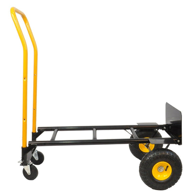 Black and Yellow Heavy Duty HT1006BK-YL Hand Truck Dual Purpose 2 Wheel Dolly Cart with 4 Wheel Push Cart Swivel Wheels and 330 Lbs Capacity - Ideal for Moving Warehouse Garden and G - JNR Products