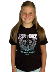 Blessed Girl Kids T-Shirt - Jesus Is The Rock - Black - Small - JNR Products