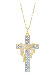 Brilliance Fine Jewelry Crystals Cross Pendant in Sterling Silver and 18K Gold Plate,18" - JNR Products