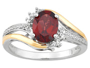 Brilliance Fine Jewelry Red Garnet Diamond Accent Ring in Sterling Silver and 10K Yellow Gold - JNR Products