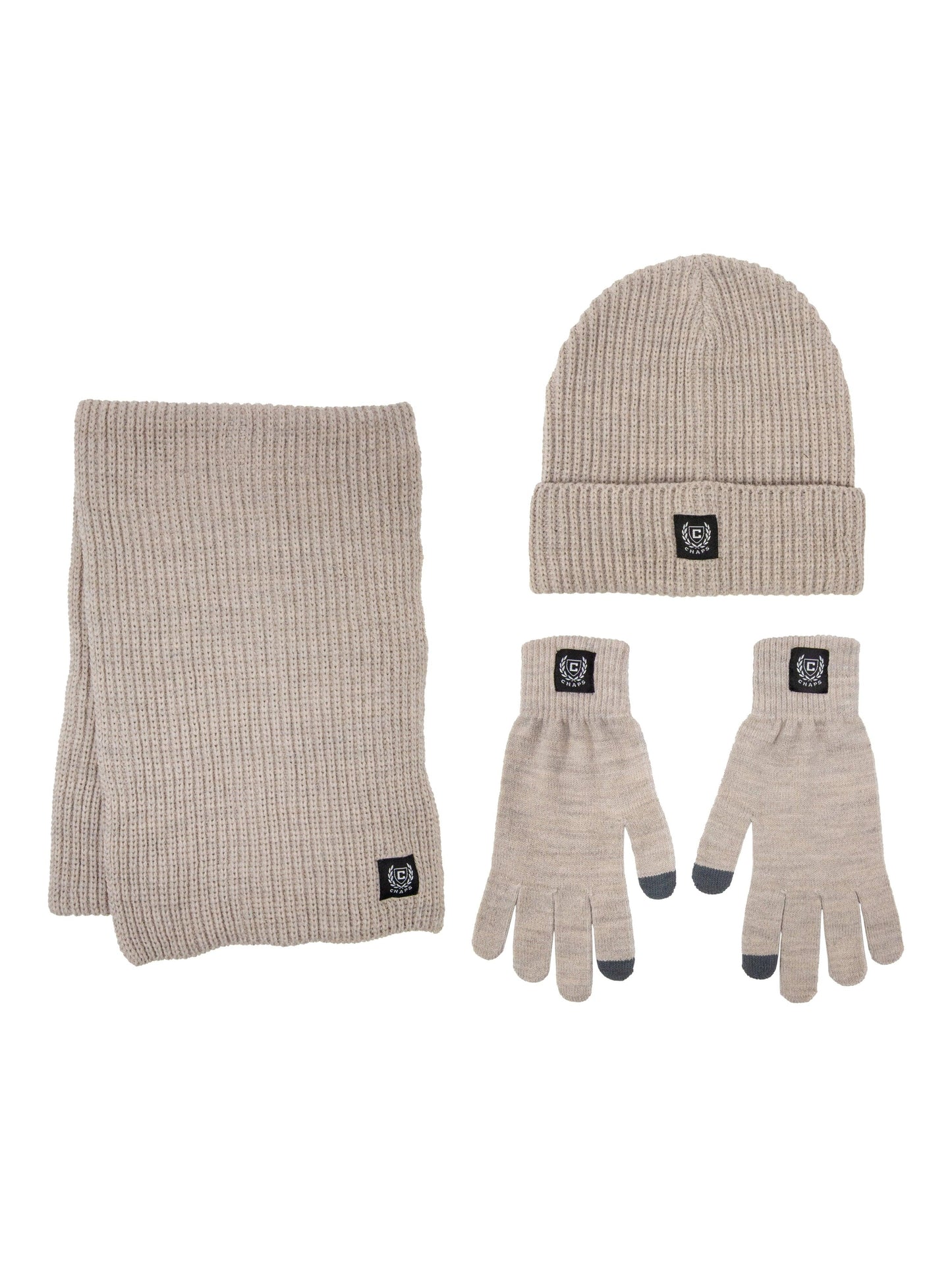 Chaps Men's 3-Piece Marled Scarf, Beanie and Glove Set, One Size - JNR Products