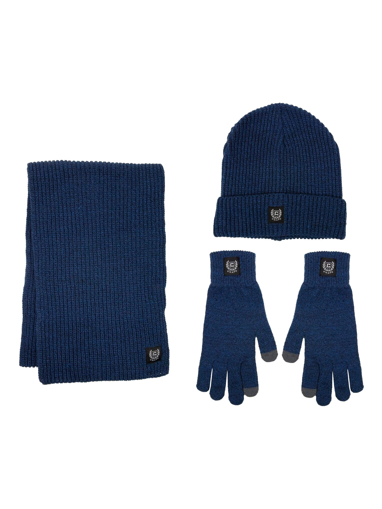 Chaps Men's 3-Piece Marled Scarf, Beanie and Glove Set, One Size - JNR Products