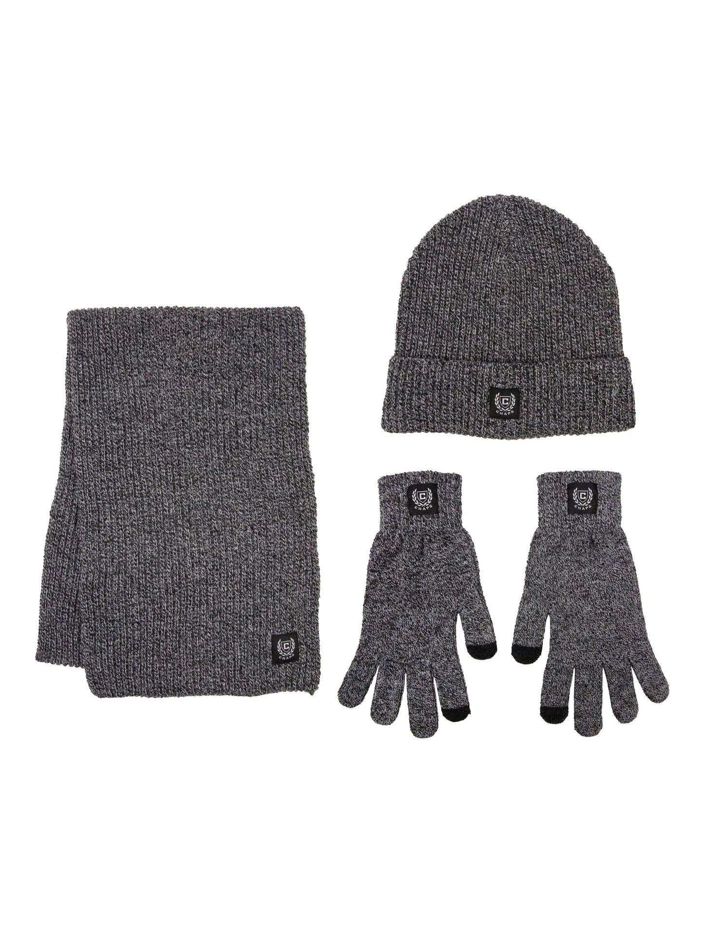 Chaps Men's 3-Piece Marled Scarf, Beanie and Glove Set, One Size - JNR Products