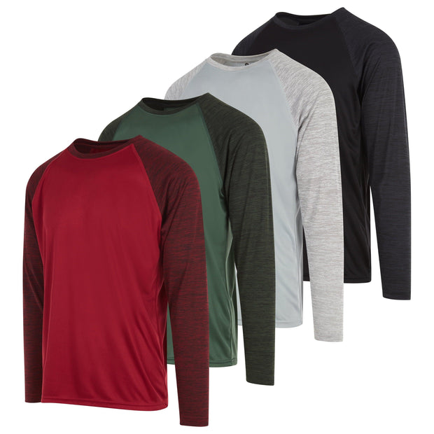 DARESAY Dri-Fit Long Sleeve T Shirts for Men-4 Pack- Moisture Wicking, Quick Dry Tees (Up to 3XL) - JNR Products