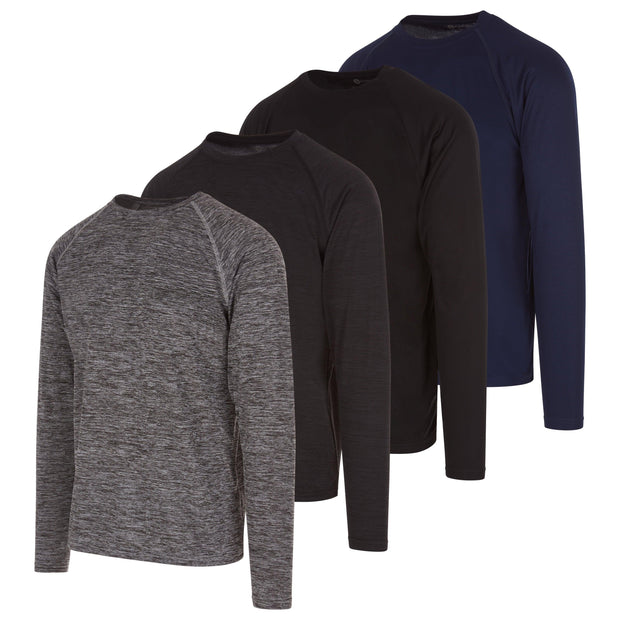 DARESAY Dri-Fit Long Sleeve T Shirts for Men-4 Pack- Moisture Wicking, Quick Dry Tees (Up to 3XL) - JNR Products