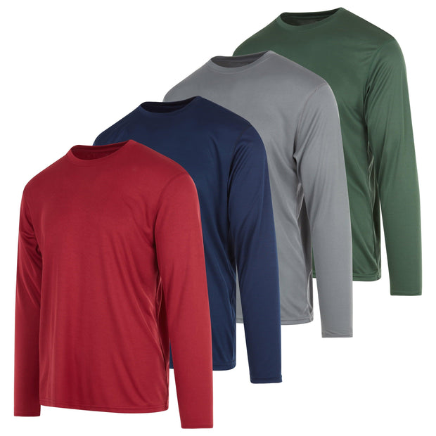 DARESAY Dri-Fit Long Sleeve T Shirts for Men-4 Pack- Moisture Wicking, Quick Dry Tees (Up to 3XL) - JNR Products