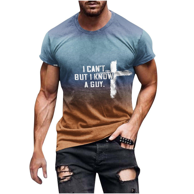 Dovford I Can't but I Know a Guy Jesus T-Shirt for Men Funny Christian T-Shirts for Men Crewneck Short Sleeve Tops 2024 - JNR Products