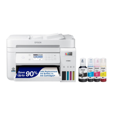 EcoTank ET-3843 Wireless Color All-in-One Cartridge-Free Supertank Printer with Scanner, Copier, ADF and Ethernet - JNR Products