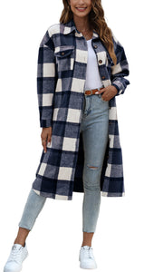 Fantaslook Flannel Shirts for Women Button Up Plaid Shirt Long Pocketed Shacket Jacket Coat - JNR Products