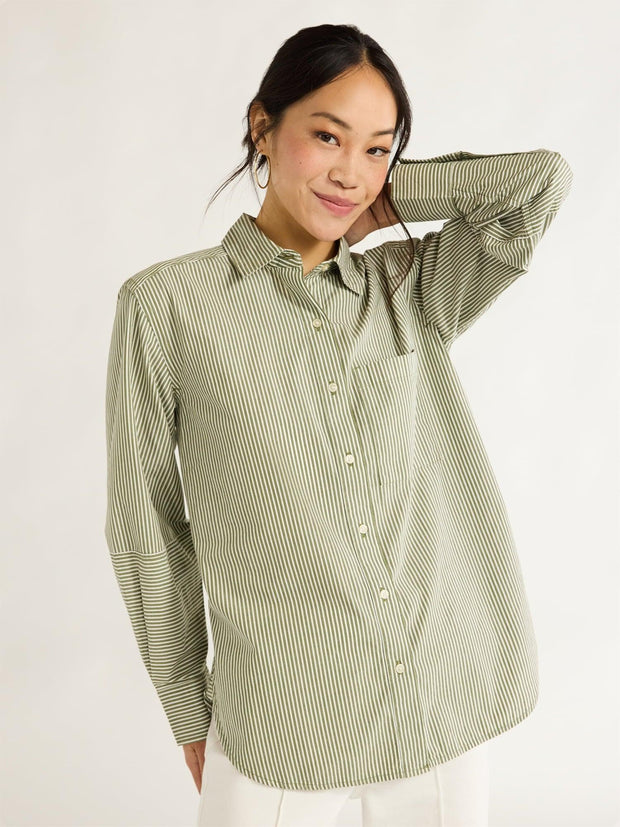 Free Assembly Women’s Button Front Boxy Cotton Tunic Shirt with Long Sleeves, Sizes XS-XXL - JNR Products