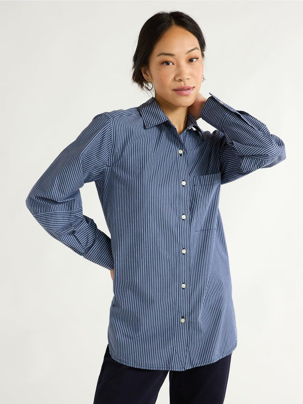 Free Assembly Women’s Button Front Boxy Cotton Tunic Shirt with Long Sleeves, Sizes XS-XXL - JNR Products