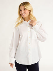 Free Assembly Women’s Button Front Boxy Cotton Tunic Shirt with Long Sleeves, Sizes XS-XXL - JNR Products