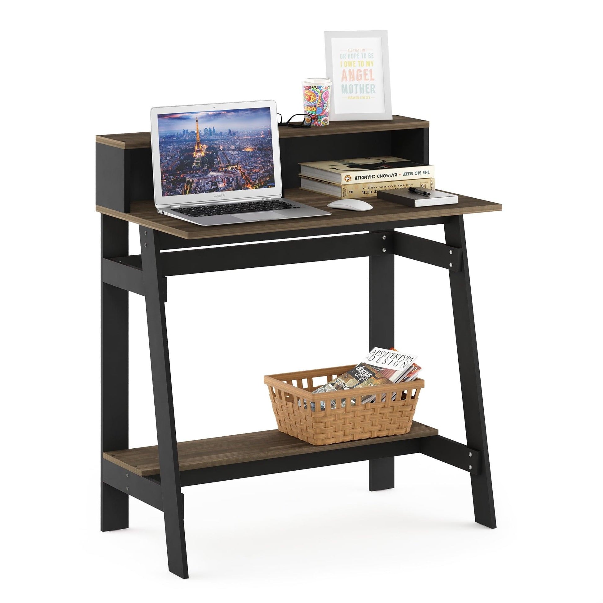 Furinno Engineered Wood Simplistic A Frame Computer Desk in Dark Walnut - JNR Products